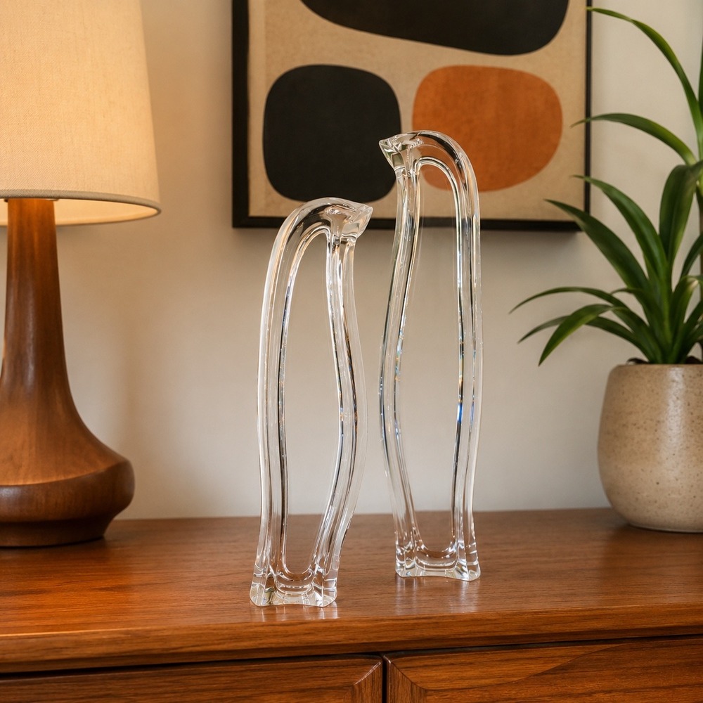Ritts Astrolite Lucite Penguin Sculptures Pair Mid Century Modern Acrylic